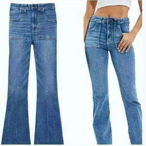 AMERICAN EAGLE Super Hi Rise Flare Bohemian Blue Jeans Retro-Inspired Size 20